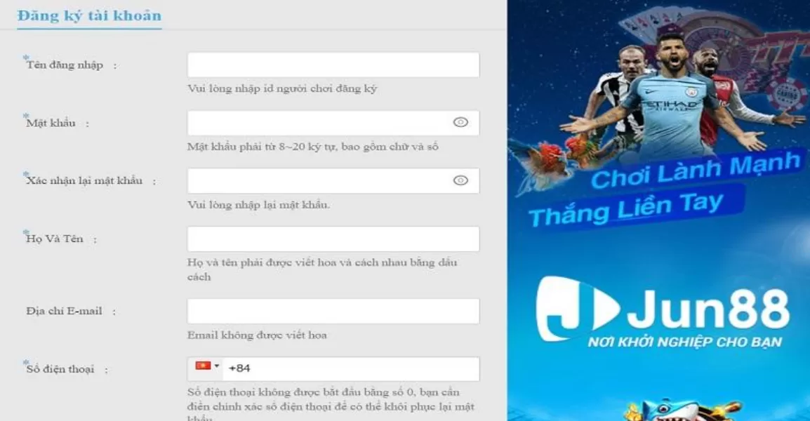 Hướng dẫn Đăng ký Jun88: Miêu Tả Chi tiết và hình ảnh Đầy đủ Hãy đăng ký Jun88 ngay