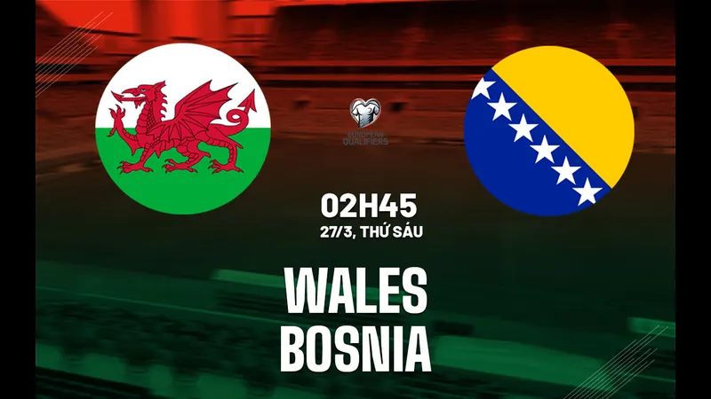 Cầu thủ đội Bosnia & Herzegovina chống chọi với cầu thủ đội Wales trong trận đấu gay cấn Cầu thủ đội Bosnia & Herzegovina chống chọi với cầu thủ đội Wales trong trận đấu gay cấn